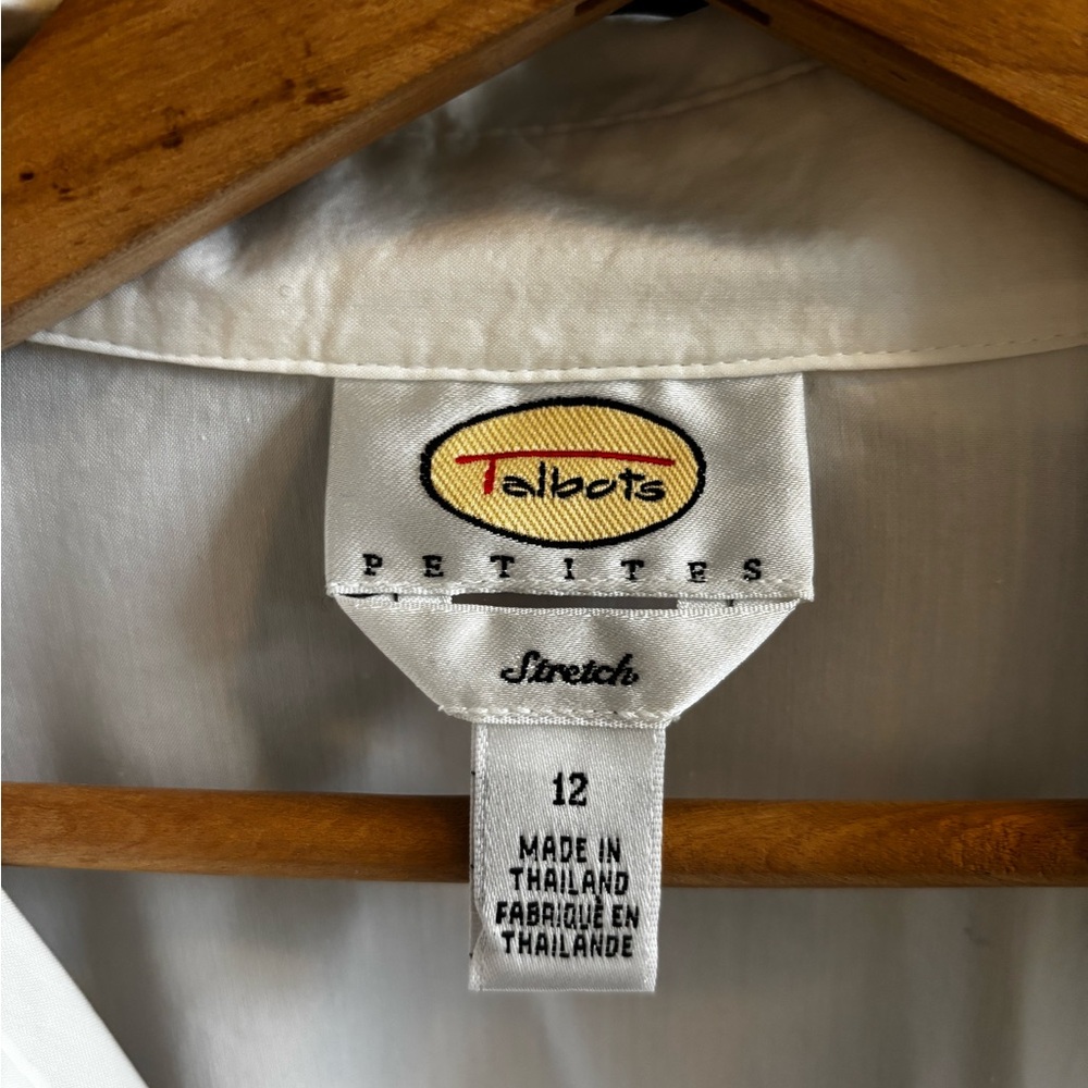 Talbots White Button Down Shirt with Classic Collar